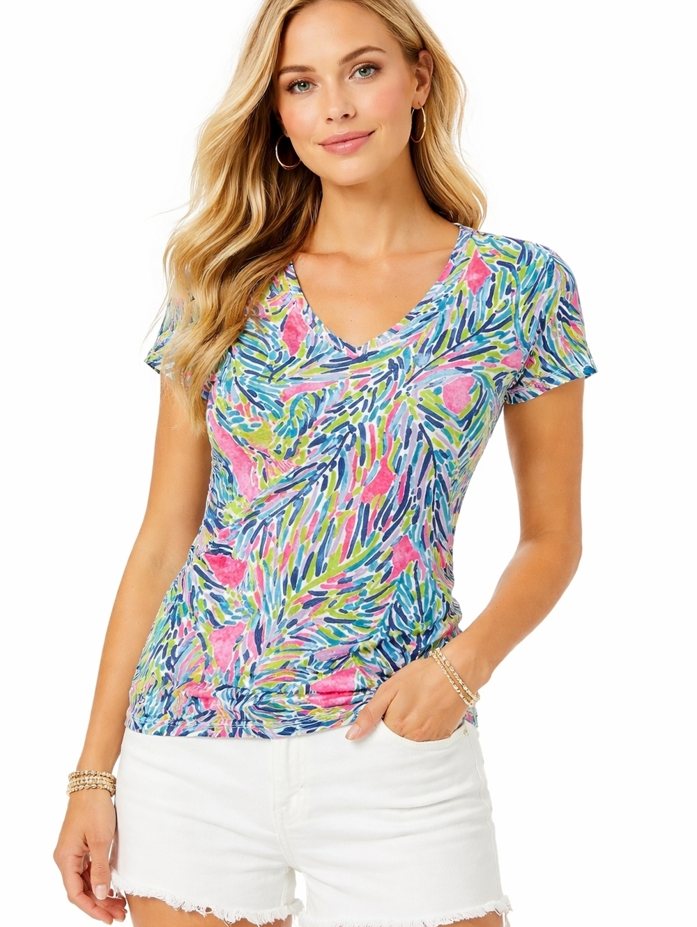 Lilly Pulitzer Short Sleeve Shirt Multicolor Tropical Print